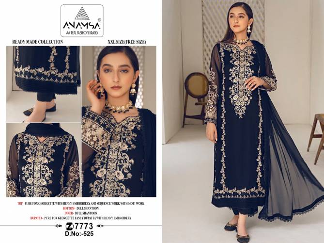 Anamsa 525 Faux Georgette Embroidery Pakistani Suit Wholesale Market In Surat